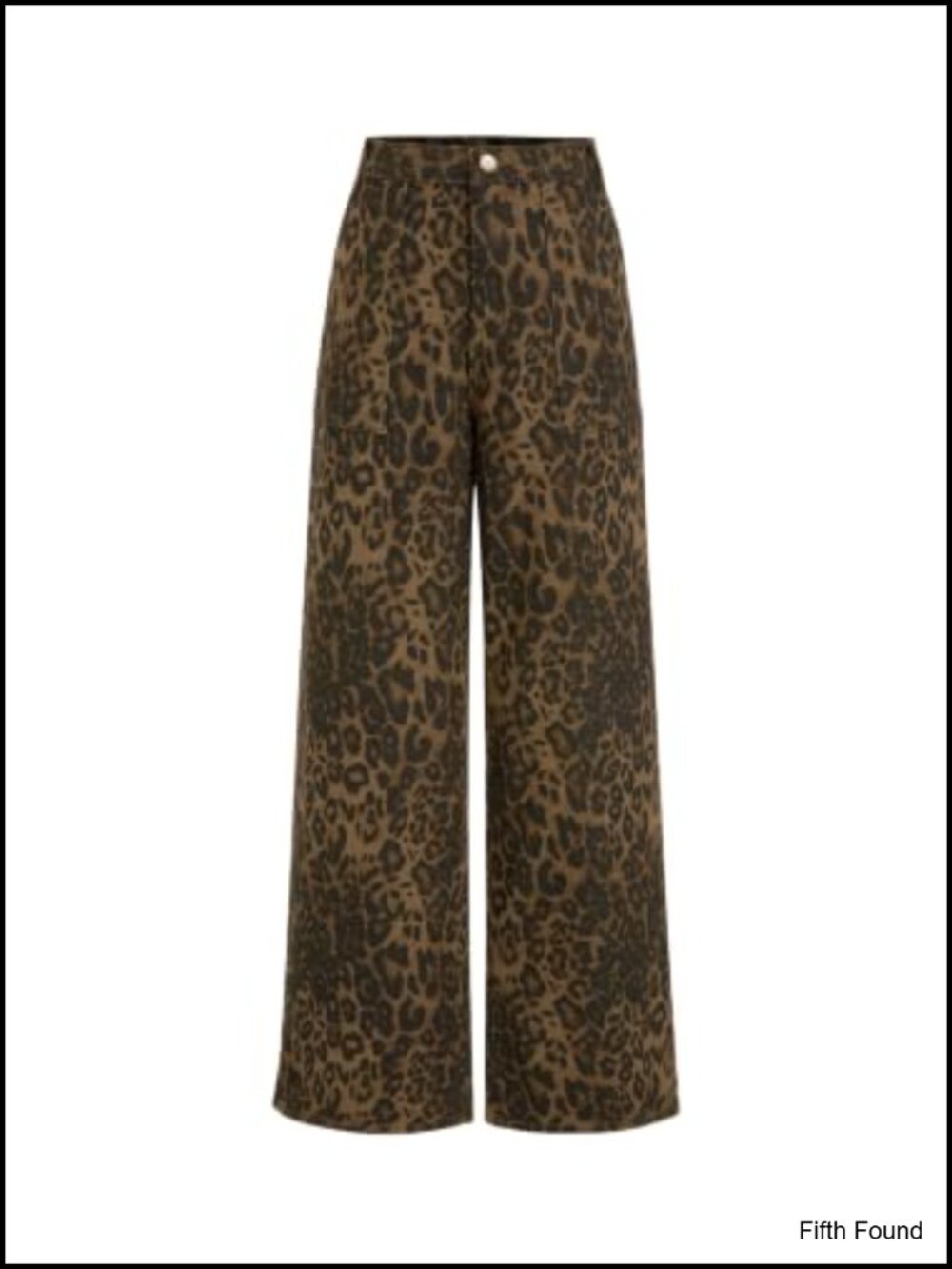 Women's Leopard Print Denim Jeans Mid Rise Wide Leg Pull On